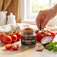 Joe's Tomaten Buddy mit Rispentomaten, roter Zwiebel, Knoblauch und Basilikum