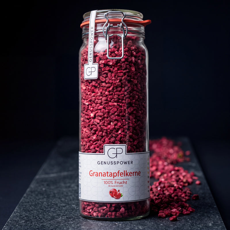 Granatapfelkerne — Herb süß. Knackig & fein.