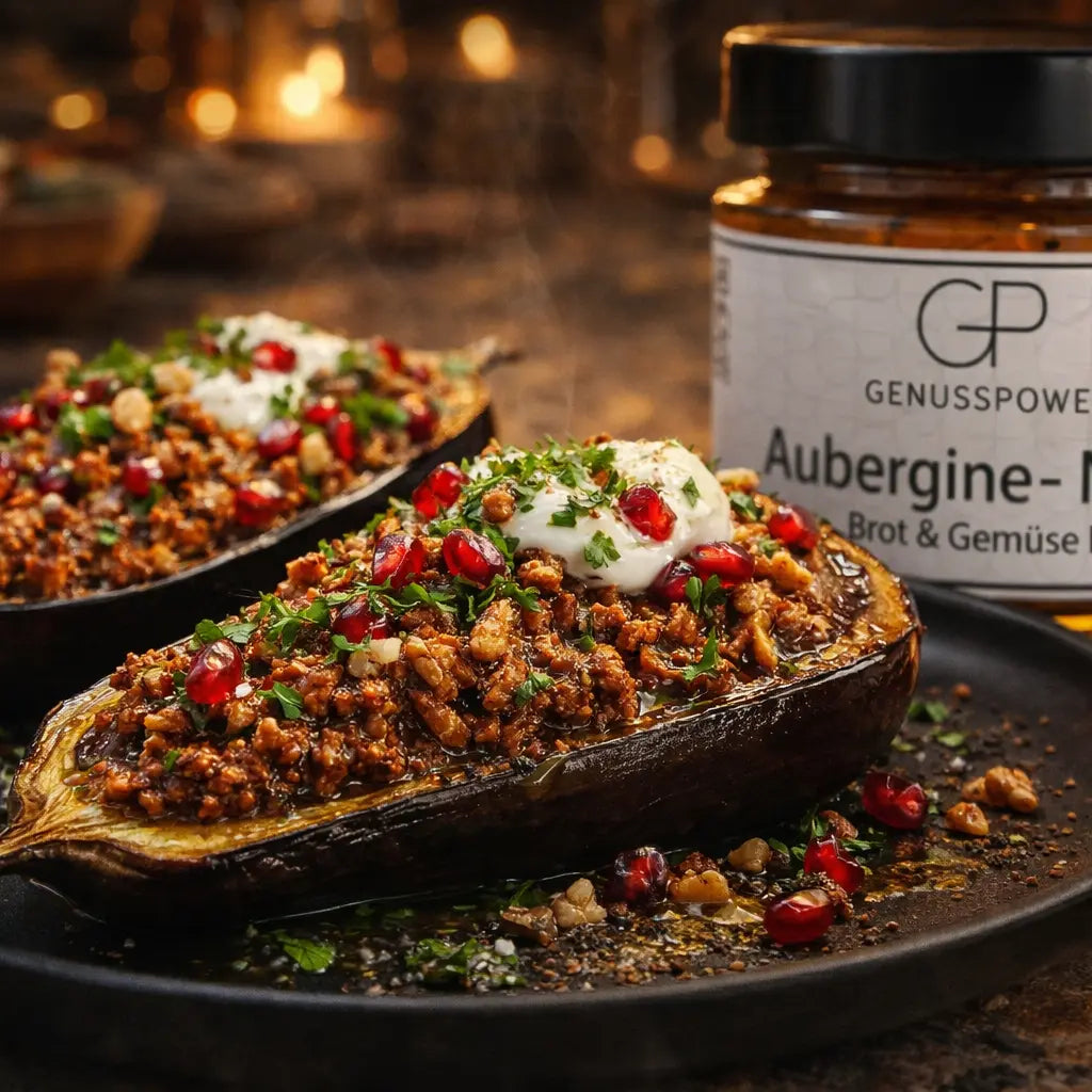 Aubergine Nüsse Orientalischer Brotaufstrich mit Tiefe