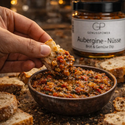 Aubergine Nüsse Orientalischer Brotaufstrich mit Tiefe