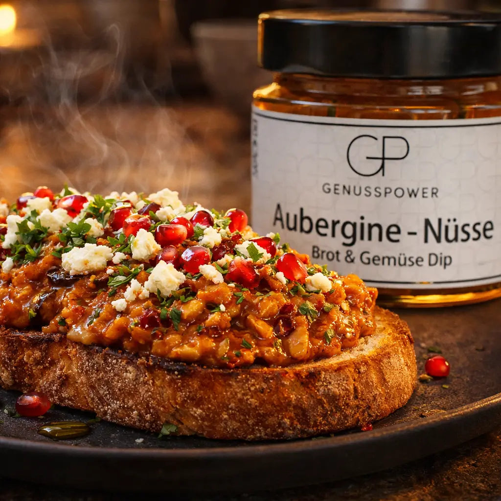 Aubergine Nüsse Orientalischer Brotaufstrich mit Tiefe