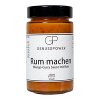 Rum machen Mango Curry Sauce mit Rum von GenussPower im 230 ml Glas