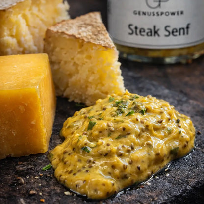 Steak Senf Würzig pfeffrig und gemacht für gutes Fleisch
