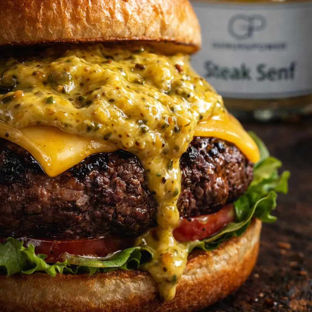 Steak Senf Würzig pfeffrig und gemacht für gutes Fleisch