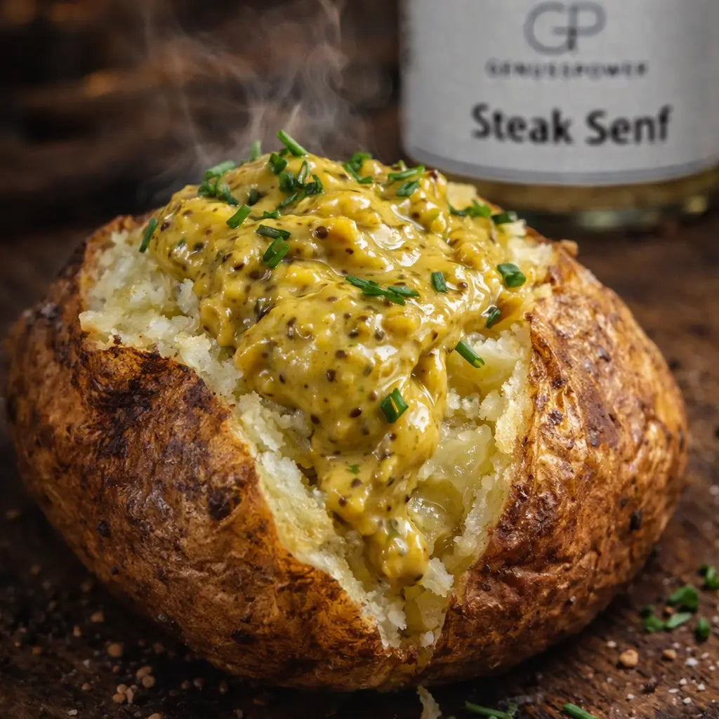 Steak Senf Würzig pfeffrig und gemacht für gutes Fleisch