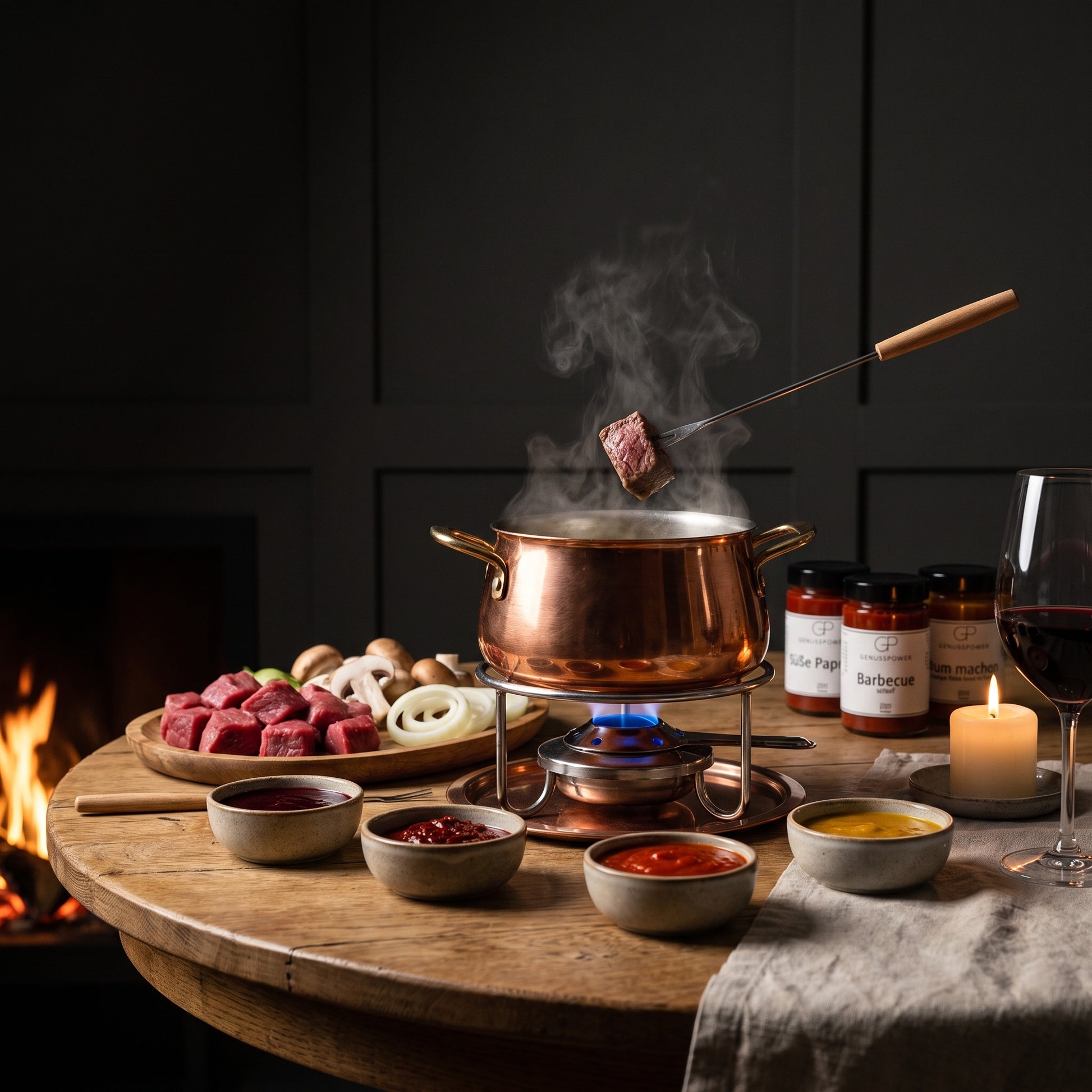 Dauerbrenner – Fleischfondue mit vier Saucen zum Eintunken