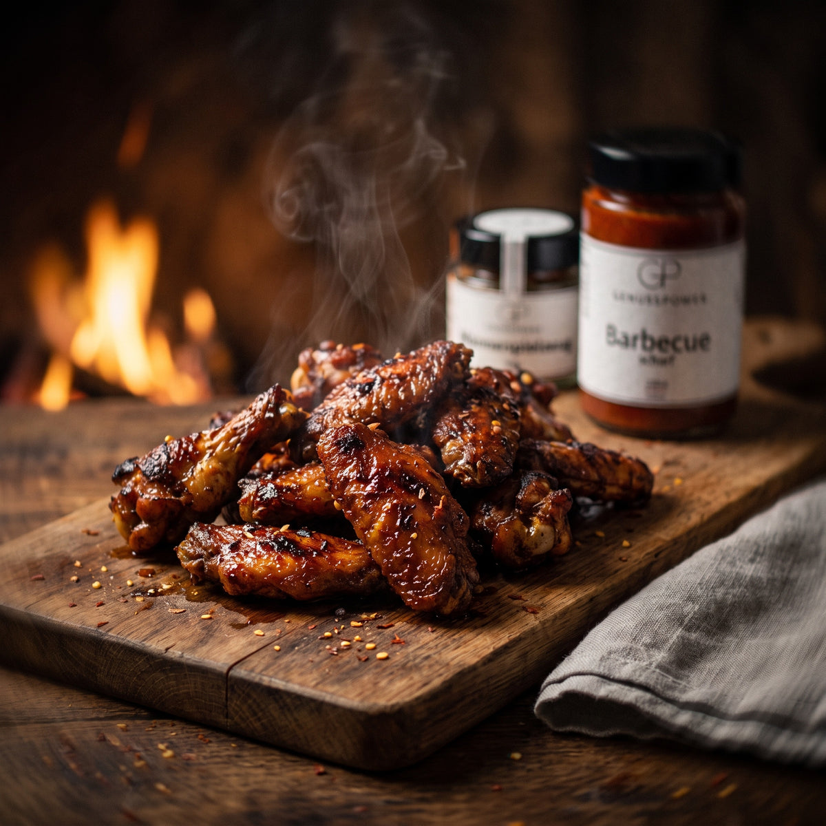 Männerhandtasche: glasierte Chicken Wings mit Barbecue scharf
