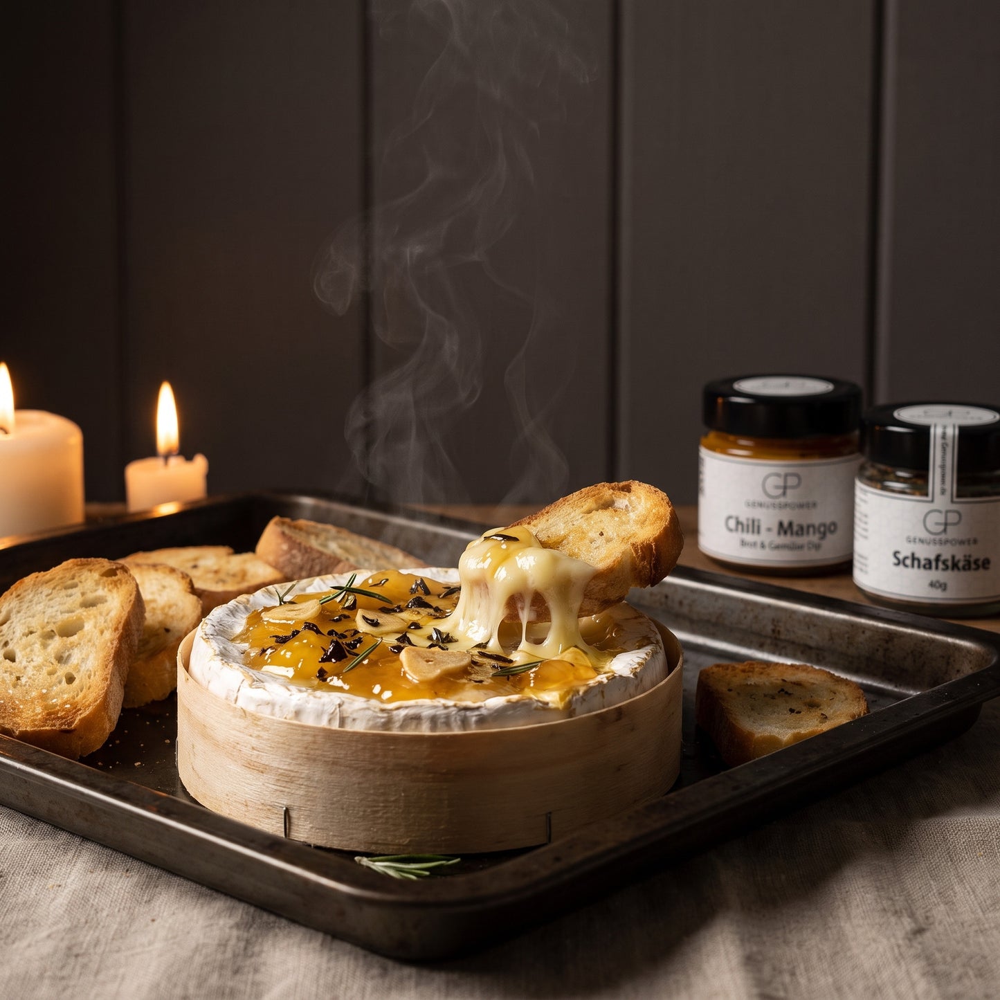 Dauerbrenner – Ofen-Camembert mit Chili Mango und Schafskäse Gewürz