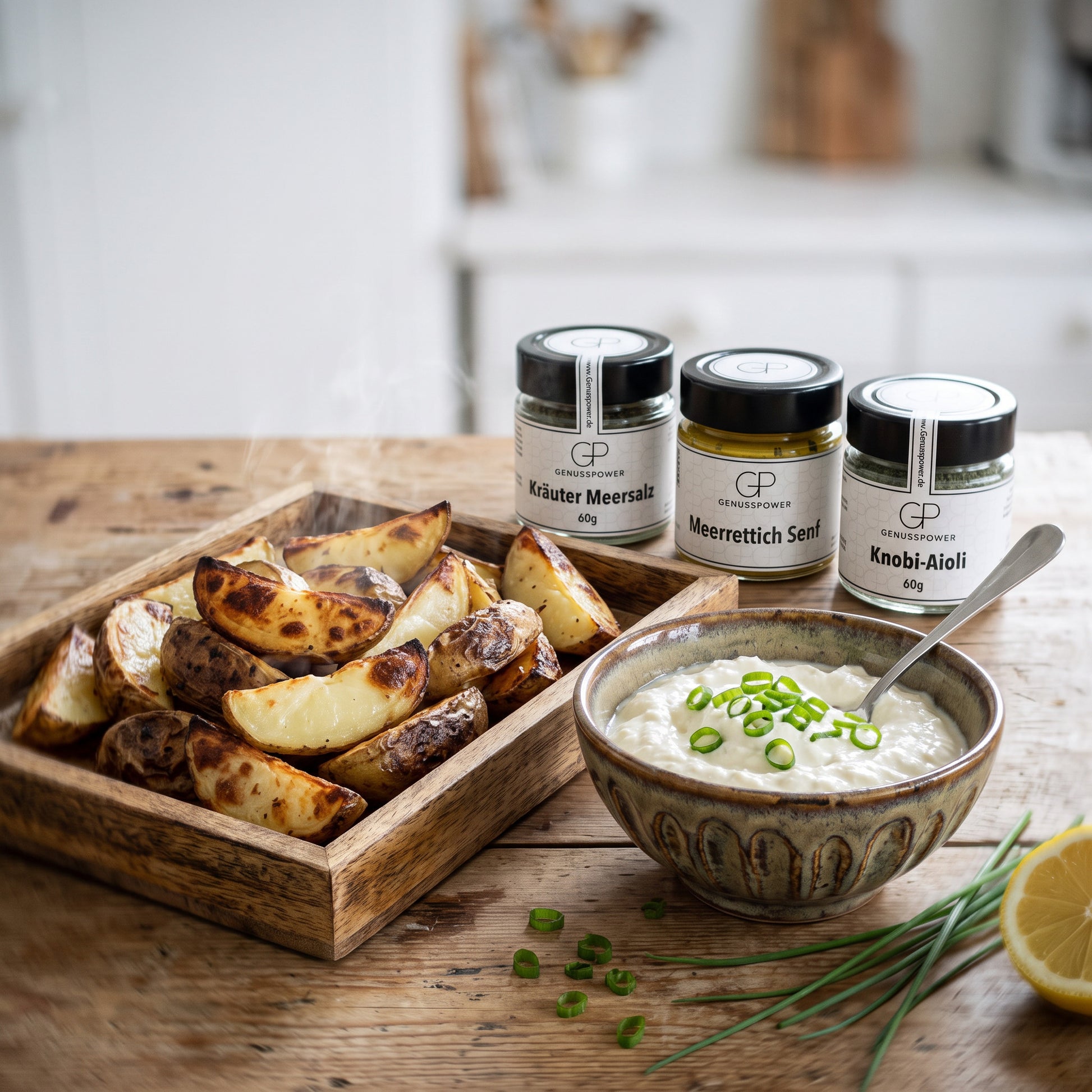 Landgang – Ofenkartoffeln mit Meerrettichquark und Schnittlauch