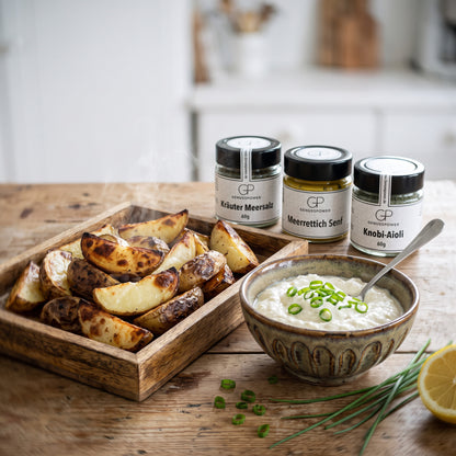 Landgang – Ofenkartoffeln mit Meerrettichquark und Schnittlauch