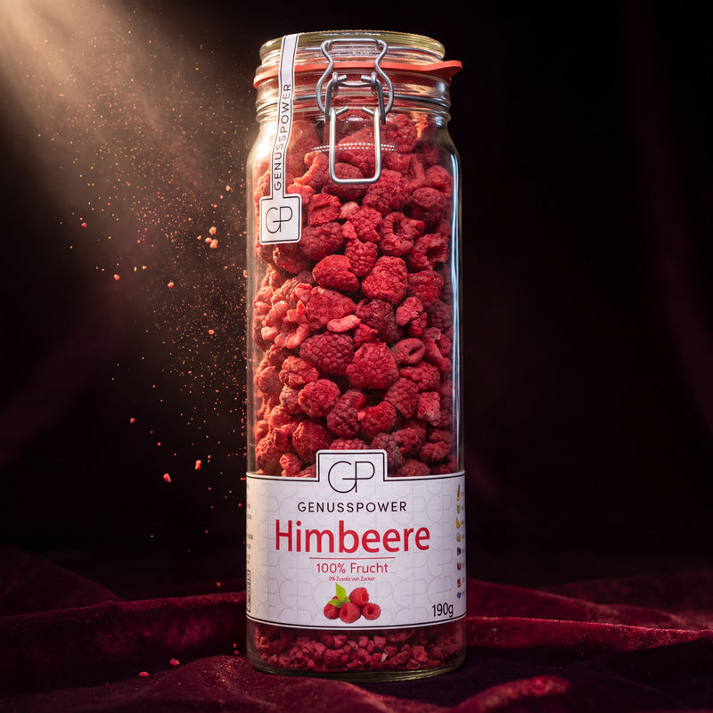 Himbeeren — Fein säuerlich. Luftig & knusprig.